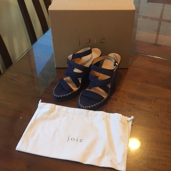 8/9.5 Joie Navy Suede Wedges - Picture 8 of 8